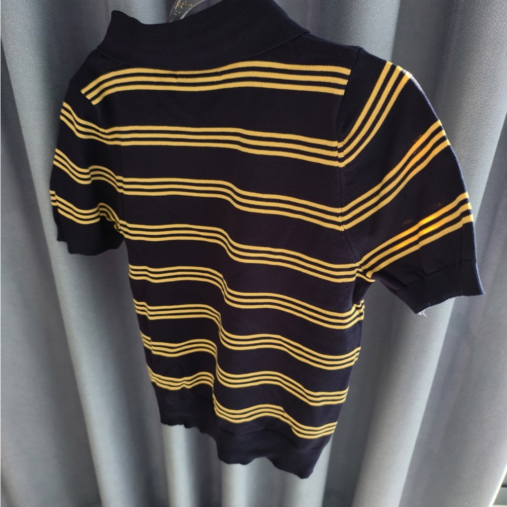 Miu Miu Polo Shirt Blue Yellow Contrast Logo Chic - Picture 2 of 5